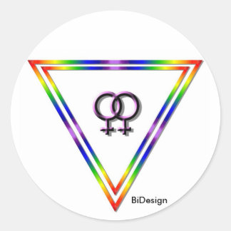 Aufkleber-Regenbogen-Dreieck-Frau/Frau Runder Aufkleber