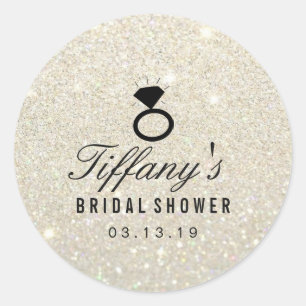 Aufkleber - Ring Brautparty Glitzer White Gold