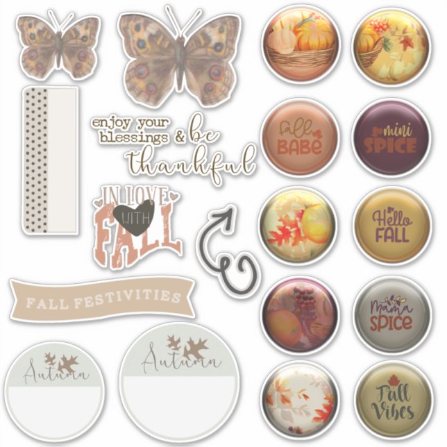 Aufkleber | Saisonaler Scrapbook Stickers Herbst (Vorderseite)