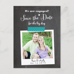 Aufkleber Save the Date mit Waschbändern Ankündigungspostkarte