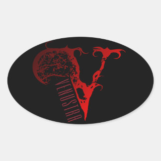 Aufkleber-- schwarzes und rotes Logo Ovaler Aufkleber
