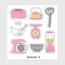 Aufkleber Set Küchengeräte Kochen Backen