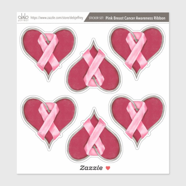 Aufkleber-Set: Rosa Brustkrebs-Bewusstseinsribbons Aufkleber (Blatt)