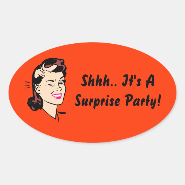 Aufkleber Shhh.. Es ist ein überraschendes Party!  (Vorderseite)
