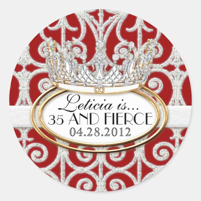 Aufkleber-Siegel der Königlichen Prinzessin Crown  Runder Aufkleber (Vorderseite)