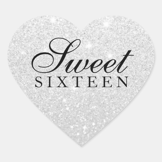 Aufkleber - Silber Glitzer Fab Sweet 16 (Vorderseite)