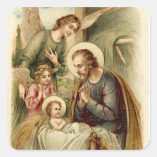 Aufkleber: St- JosephGeburt Christi Quadratischer Aufkleber