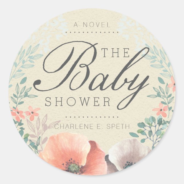 AUFKLEBER | Vintag Floral Storybook Babydusche (Vorderseite)