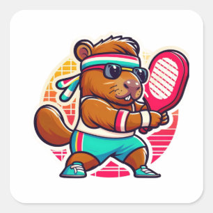 Aufkleber Vinyl Capybara Pickleball-Spieler - Sty