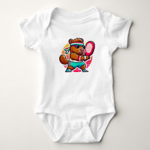 Aufkleber Vinyl Capybara Pickleball-Spieler - Sty Baby Strampler