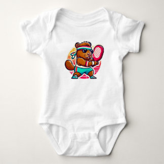 Aufkleber Vinyl Capybara Pickleball-Spieler - Sty Baby Strampler
