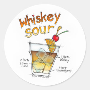 AUFKLEBER - WHISKY-SAURE REZEPT-COCKTAIL-KUNST
