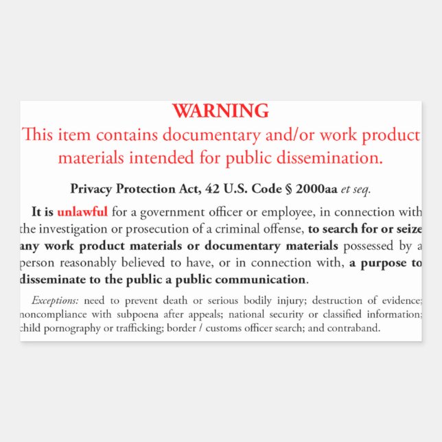 Aufkleber zum Datenschutzgesetz, weißes Rechteck (Vorderseite)