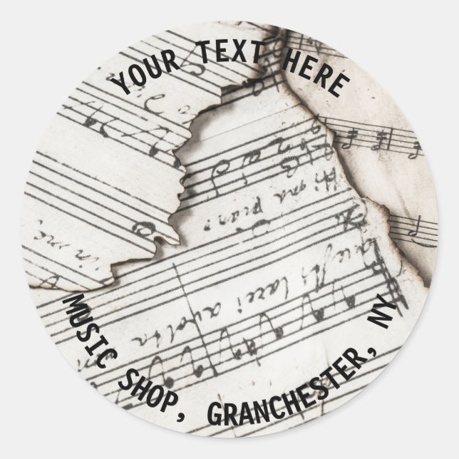Aufkleber zum Thema Musik. Musikhinweise, bearbeit (Vorderseite)