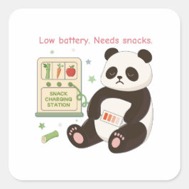 Aufladen mit Bamboo-Snacks Quadratischer Aufkleber