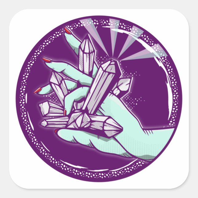 Aufladen von Amethystkristallen Quadratischer Aufkleber (Vorderseite)