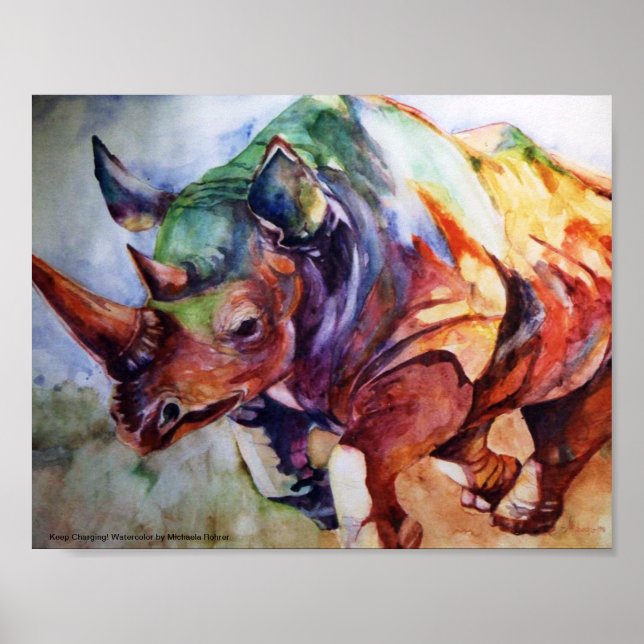 Aufladen von Rhino-Behalten Ladung! Poster (Vorne)