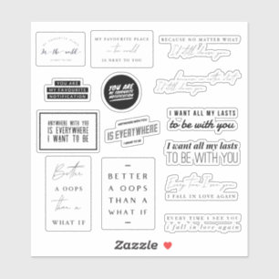 Auflistung romantischer Liebe Zitate Stickers Aufkleber
