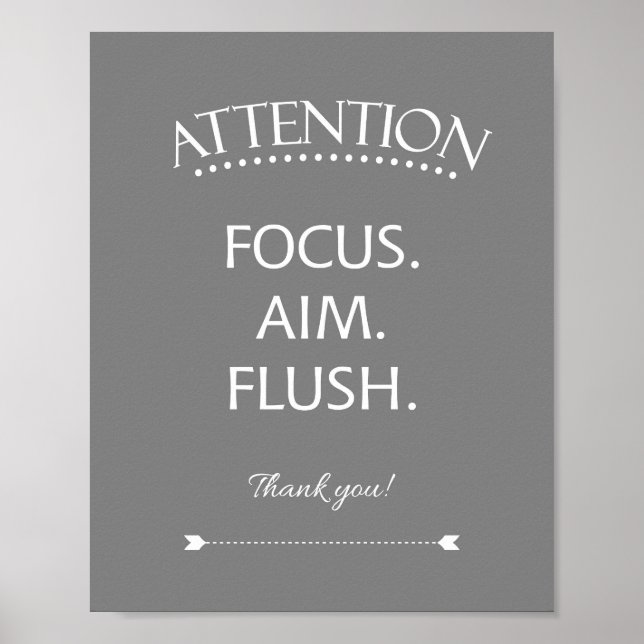 Aufmerksamkeit Fokus Ziel Flush Kids Badezimmer Ze Poster (Vorne)