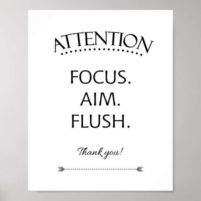 Aufmerksamkeit Fokus Ziel Flush Kids Badezimmer Ze Poster (Vorne)