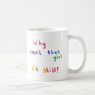 Aufmerksamkeitsstörungmädchenfrauen-Spaßkunst Kaffeetasse