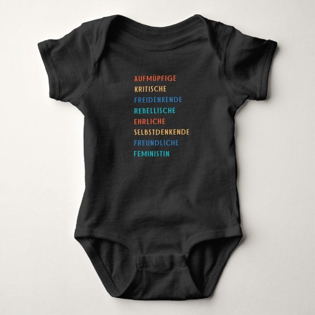 Aufmüpse Feministin Baby Strampler (Vorderseite)