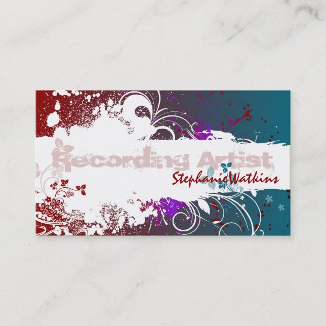 Aufnahme-Künstler-Geschäfts-Kartegrunge-Spritzer Visitenkarte (Vorderseite)