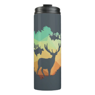 Aufpassende Rotwild-Silhouette in der Natur Thermosbecher