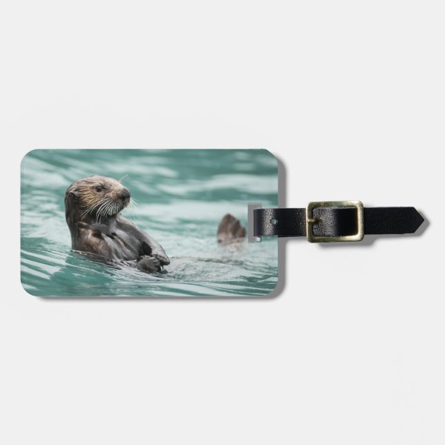Aufpassender Seeotter Gepäckanhänger (Vorderseite horizontal)