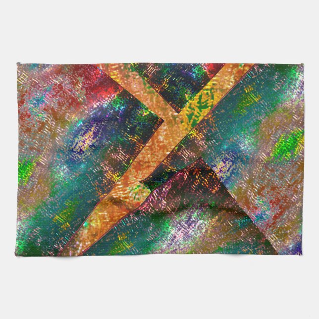 Aufprallung der farbigen Schichten mit rustikalem  Geschirrtuch (Horizontal)