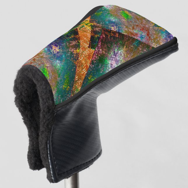 Aufprallung der farbigen Schichten mit rustikalem  Golf Headcover (3/4 Vorderseite)