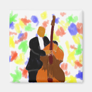 Aufrechte Bass-Spielermalerei Magnet