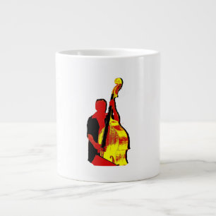 Aufrechter Bass-Spieler-Bild-Entwurf rot und gelb Jumbo-Tasse