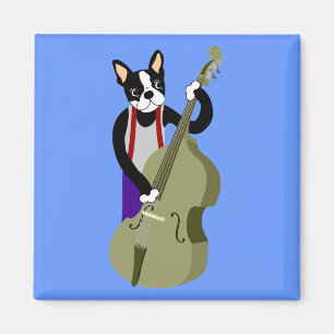 Aufrechter Bass-Spieler Bostons Terrier Magnet