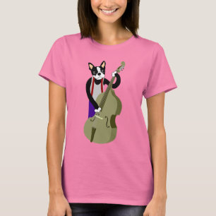 Aufrechter Bass-Spieler Bostons Terrier T-Shirt