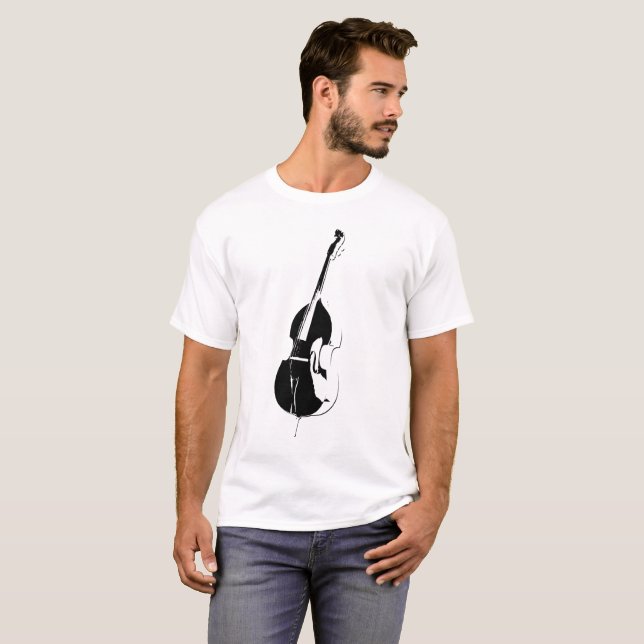 Aufrechtes Bass-Silhouette-T - Shirt-Weiß T-Shirt (Vorne ganz)