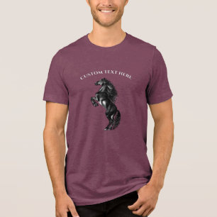 Aufrechtes Schwarzes Pferd und Benutzerdefinierter Tri-Blend Shirt