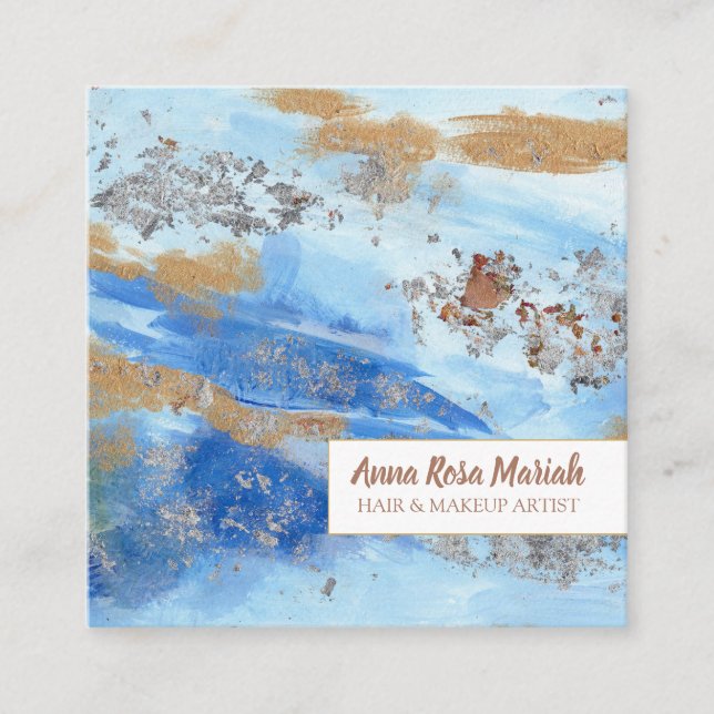 *~* Aufregende Abstrakte Wasserfarbe Gold Glitzer  Quadratische Visitenkarte (Vorderseite)