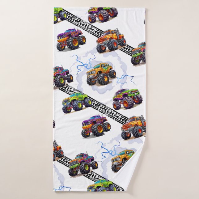 Aufregende Kids Monster Truckmuster Badehandtuch (Badehandtuch)
