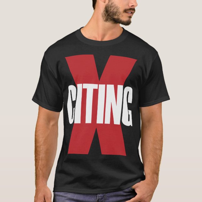 Aufregende Kunst in Rot-Weiß-Buchstaben T-Shirt (Vorderseite)