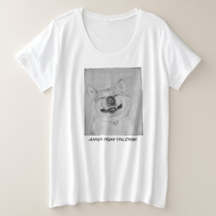 aufregender Slogan mit lustigem akita lächelndem H Große Größe T-Shirt