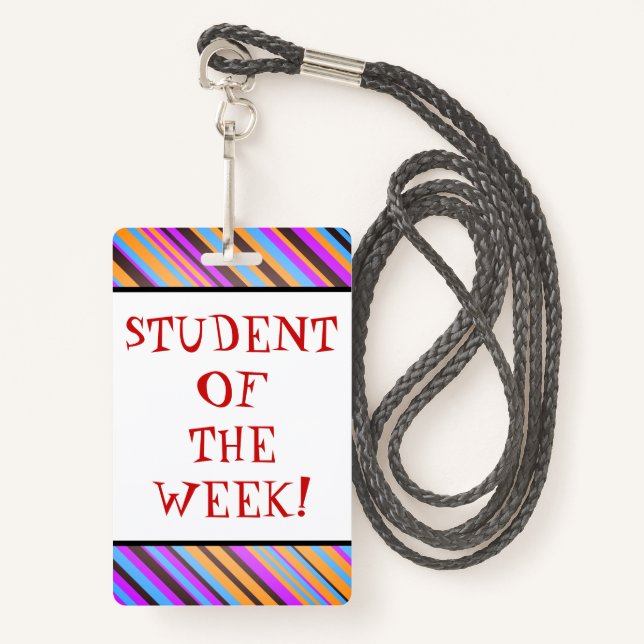 Aufregender "STUDENT der WOCHE!" Abzeichen Ausweis (Vorderseite mit Schlüsselband)