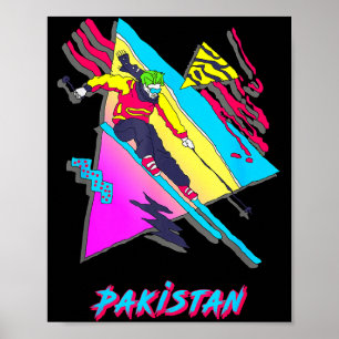 Aufregendes farbenfrohes Skifahren Pakistan Grafik Poster