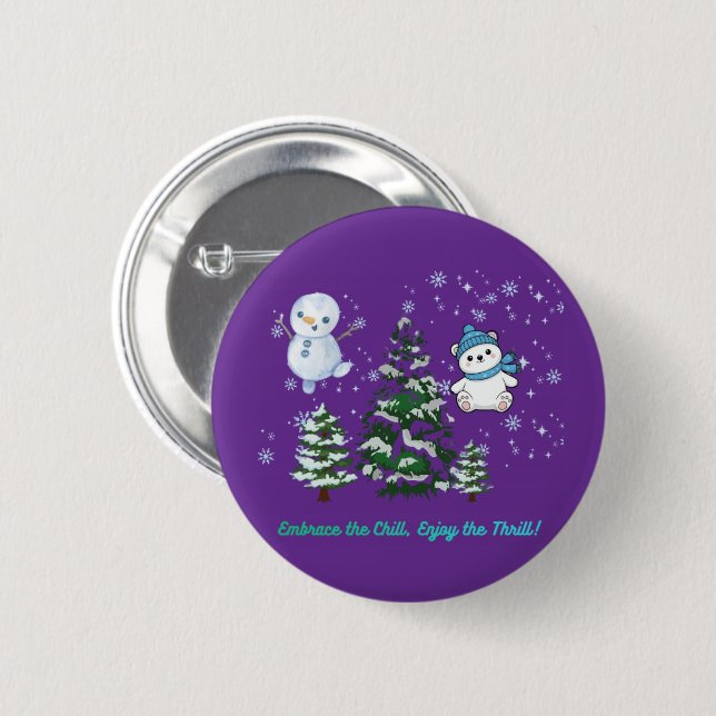 Aufregendes winterliches Königspurpur Button (Vorne & Hinten)