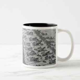 Aufrichten des alten ägyptischen Obelisk Zweifarbige Tasse