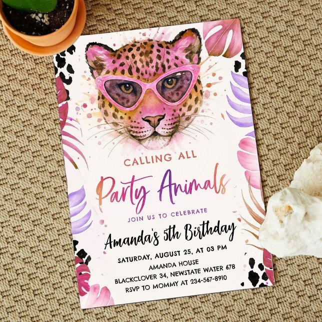 Aufruf an alle Party - Leopard Geburtstag Einladung (Calling All Party Animals - Leopard Birthday Invitation)