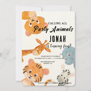 Aufruf an alle Partytiere, Kinder-Safari-Party Einladung