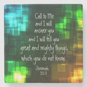 Aufruf an die Bibelverse Jeremiah 33:3 Stone Unter Steinuntersetzer