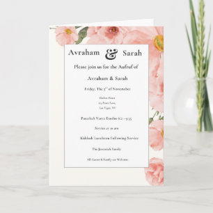 Aufruf Rosa Aquarell Hochzeit Jüdische Einladung