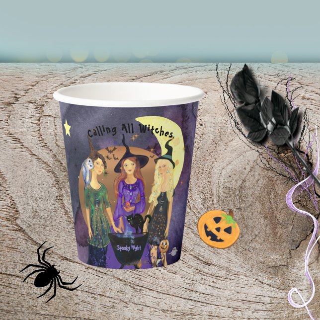 Aufrufen aller Hexen Halloween Lila Pappbecher (Calling All Witches Halloween Purple Paper Cups)